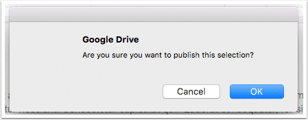 Google Docs, are you sure you want to publish screen