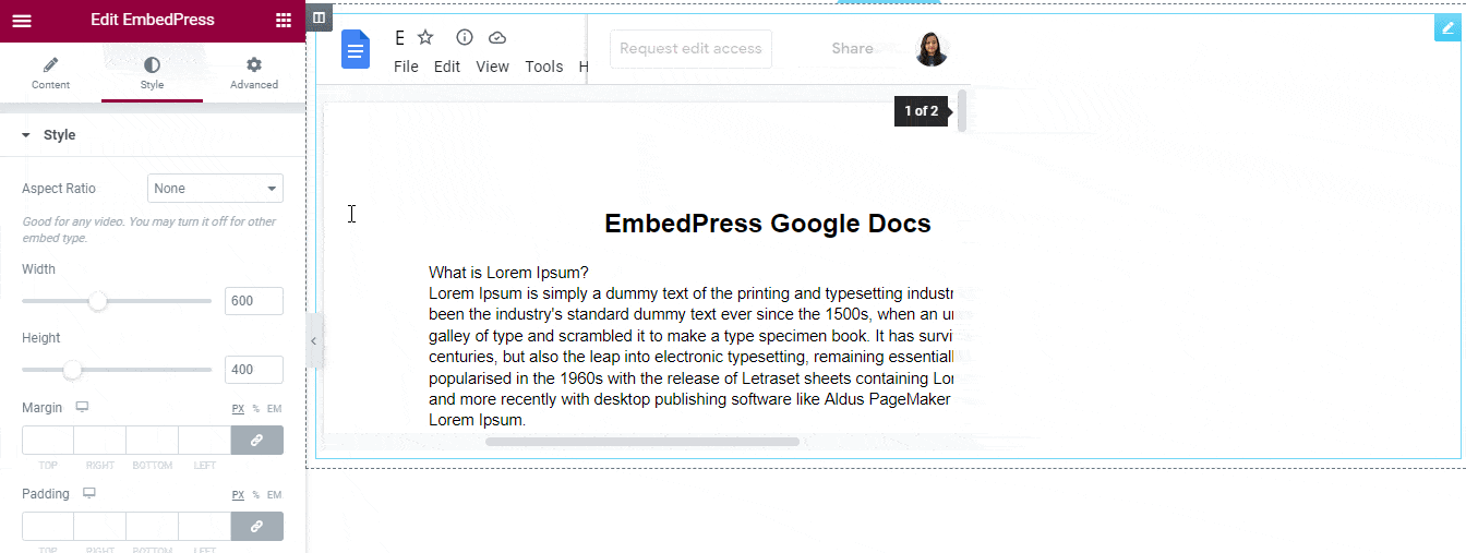 embed Google Docs