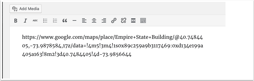 A Google Maps URL in WordPress