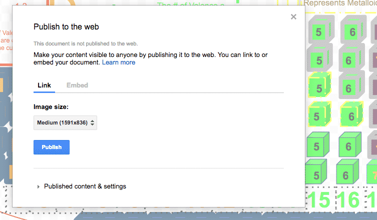 The Google Drawings Publish Button