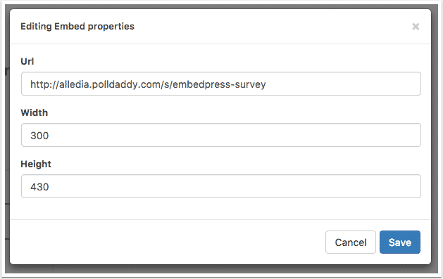 PollDaddy embed properties