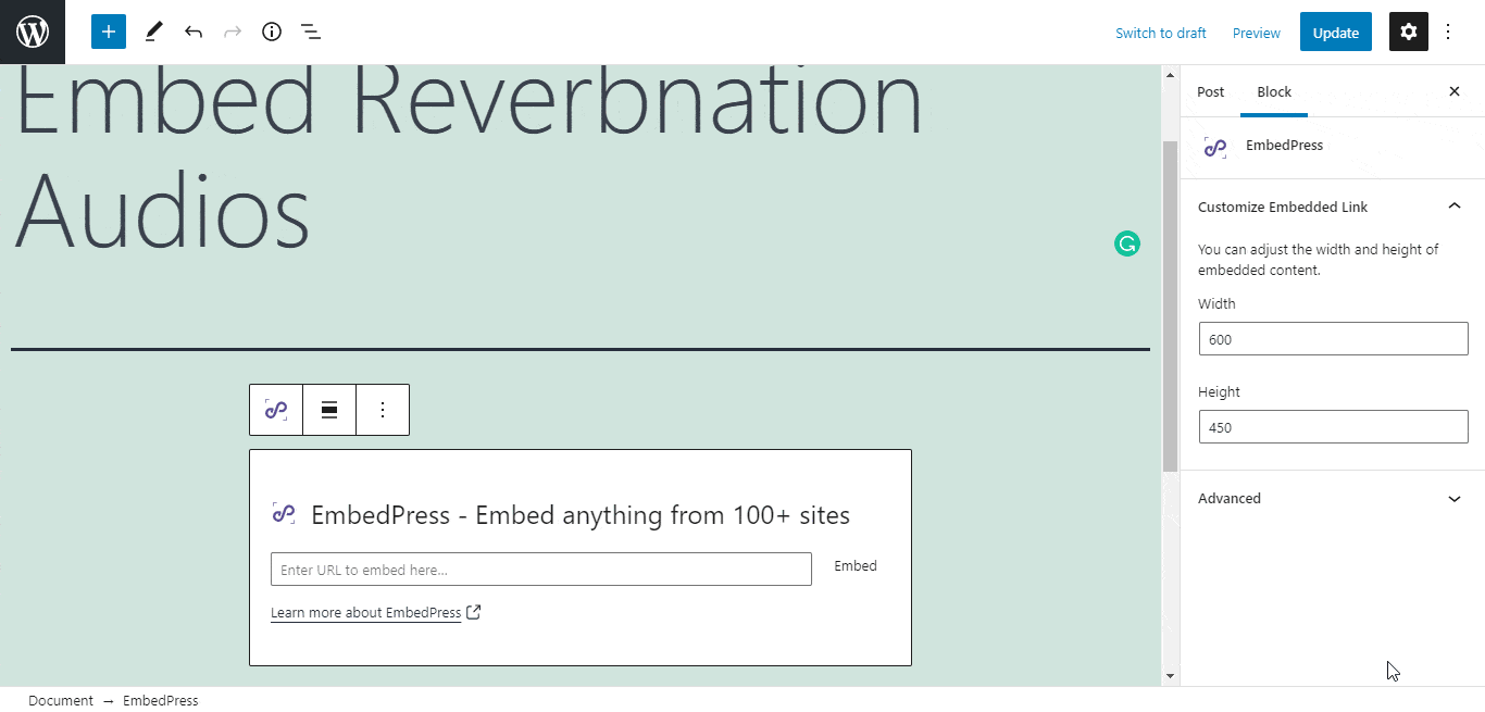 How to embed ReverbNation Audios in WordPress