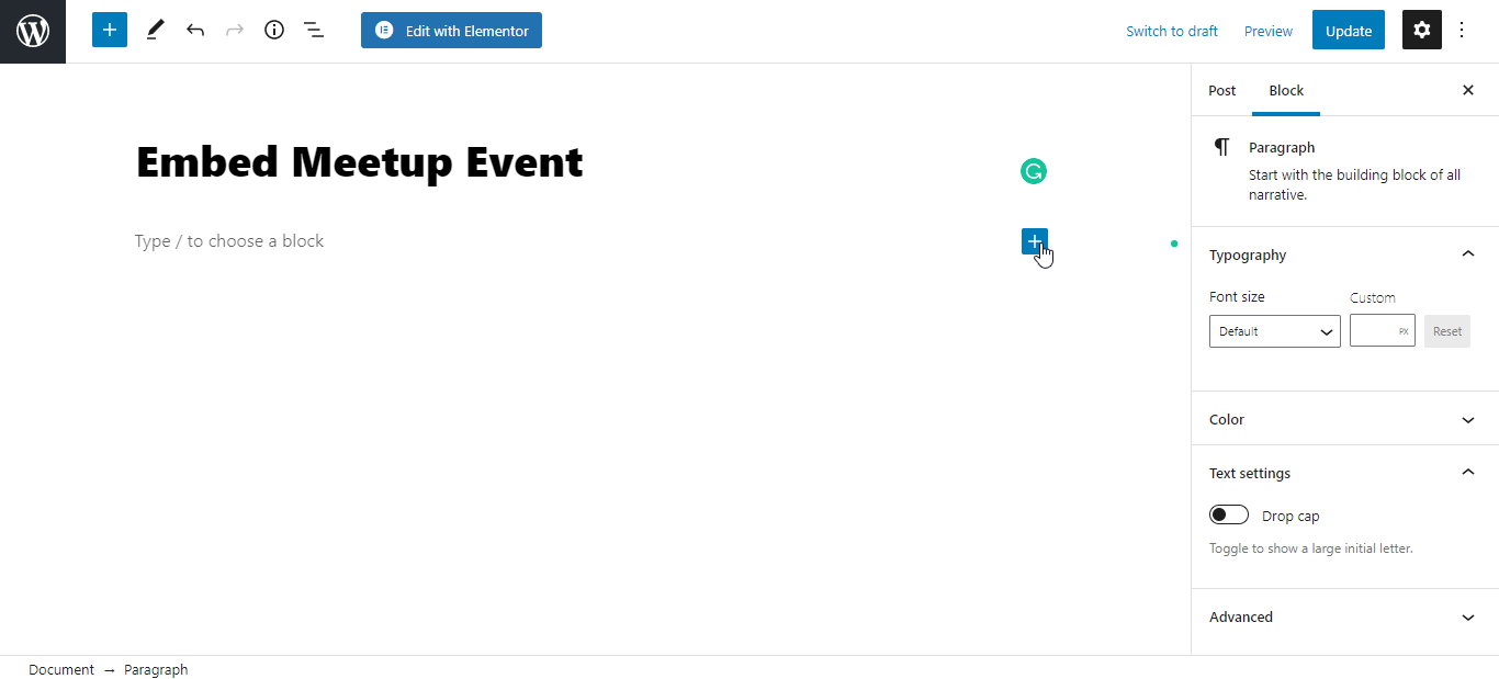 embed meetup event