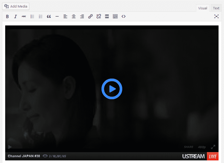 A WordPress Ustream embed