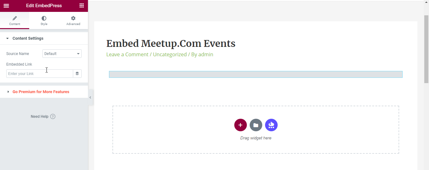 embed meetup event