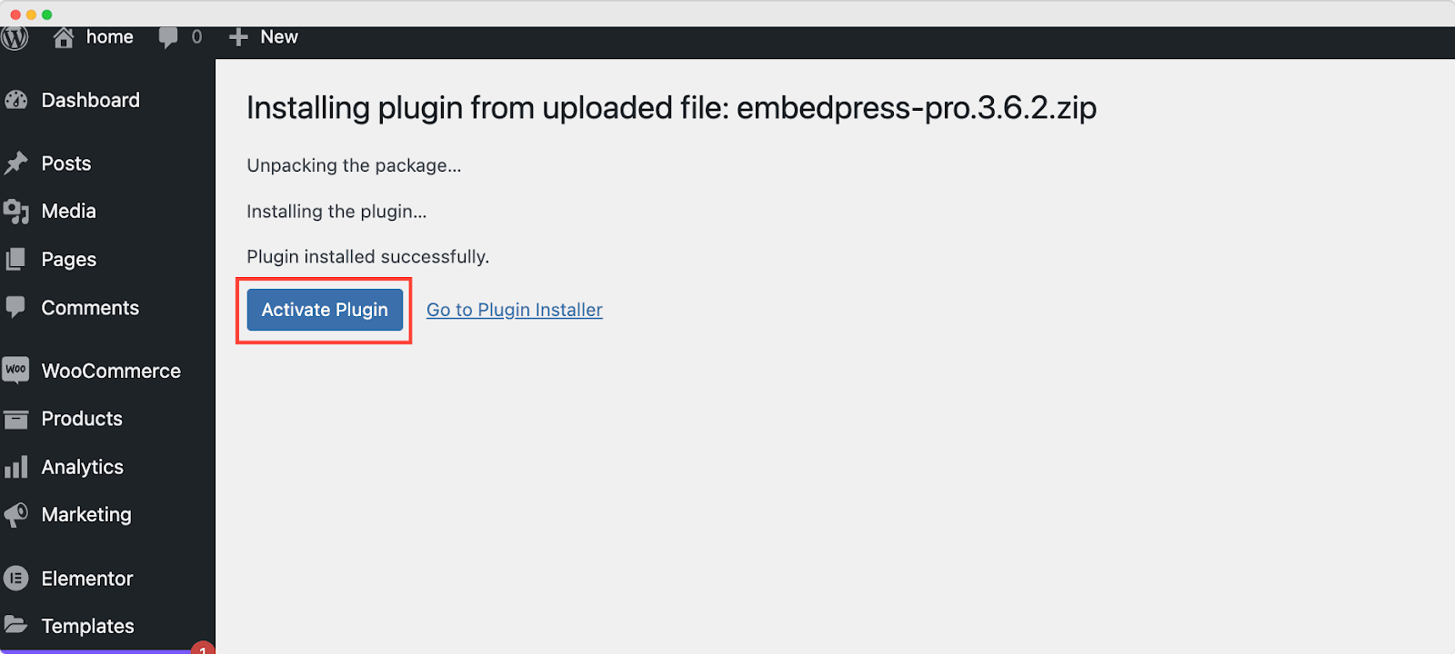 Activate Plugin