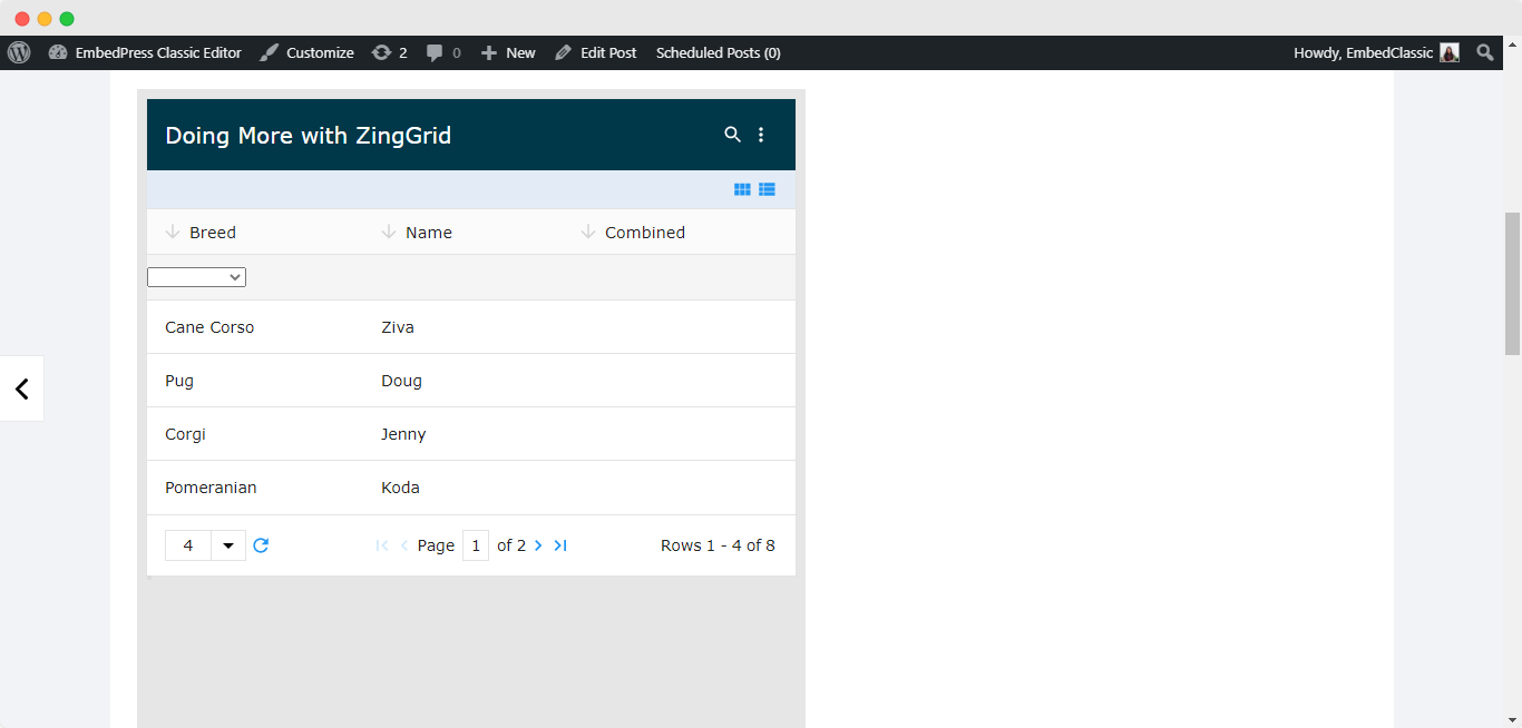 embed ZingSoft charts and grids