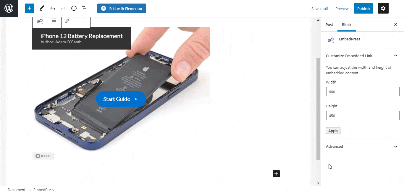 embed iFixit repair manual