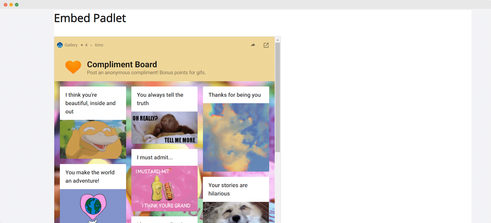 embed padlet