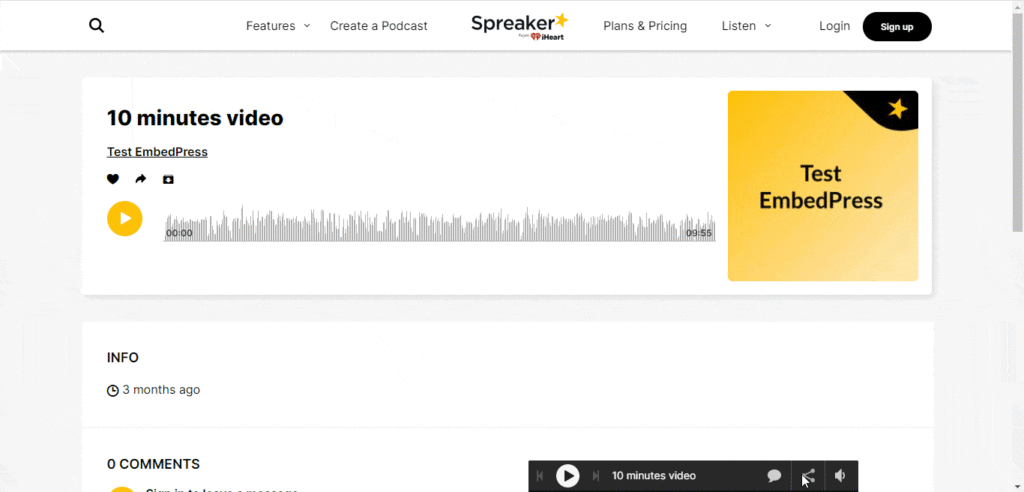 embed Spreaker podcasts