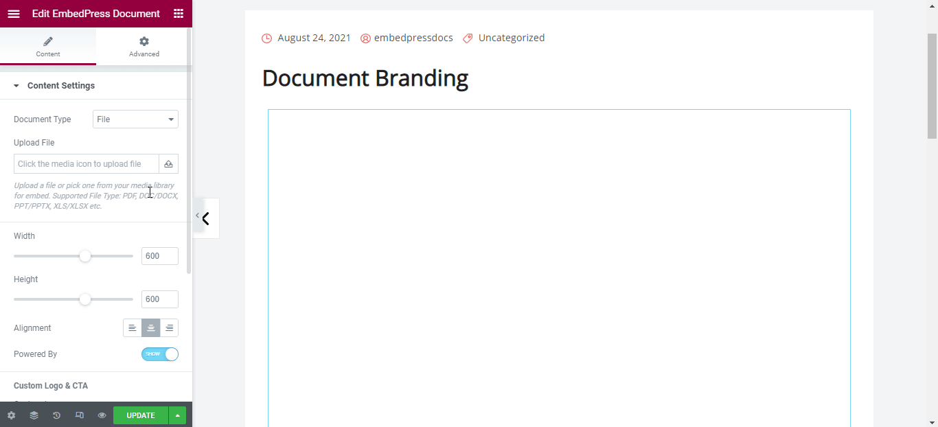 Document custom logo