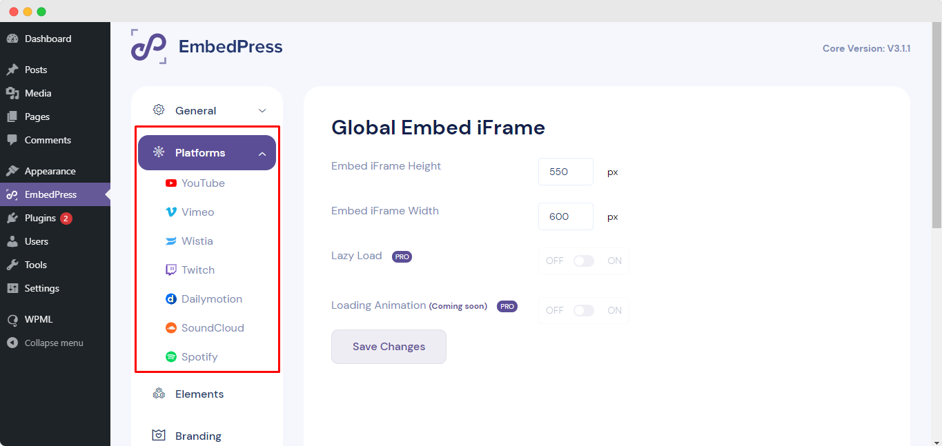 WordPress embed plugin