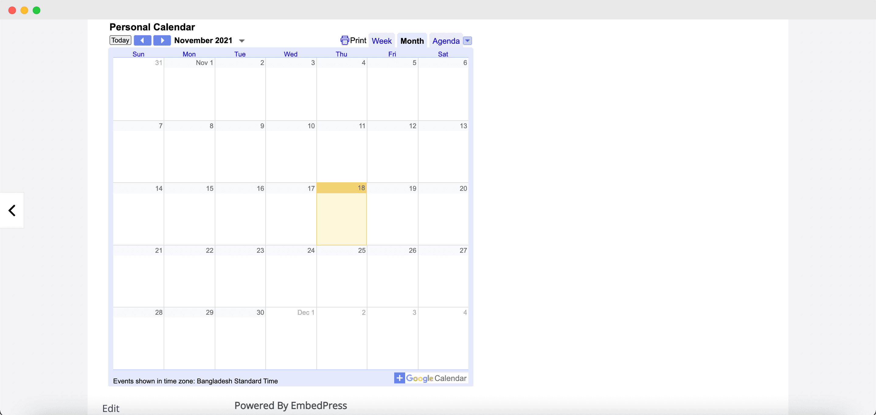 embed Google calendar