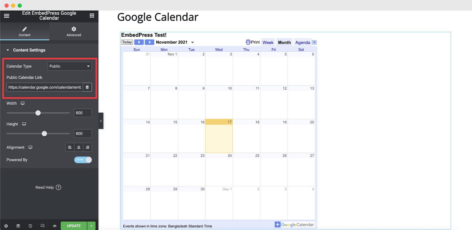 embed Google Calendars 