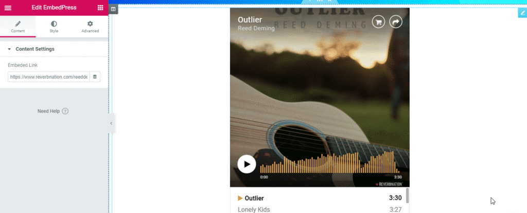 Embed ReverbNation audios in WordPress