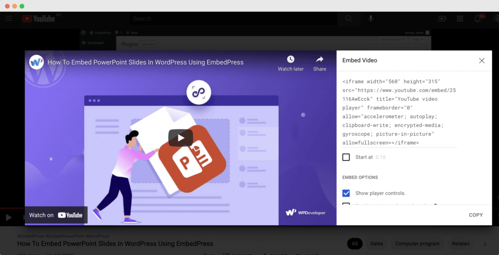 embed youtube videos in powerpoint