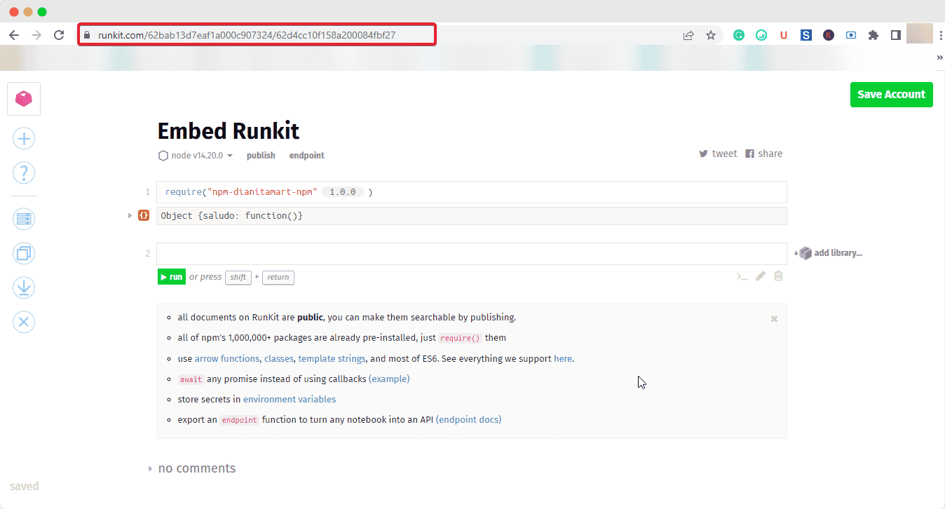 Embed Runkit