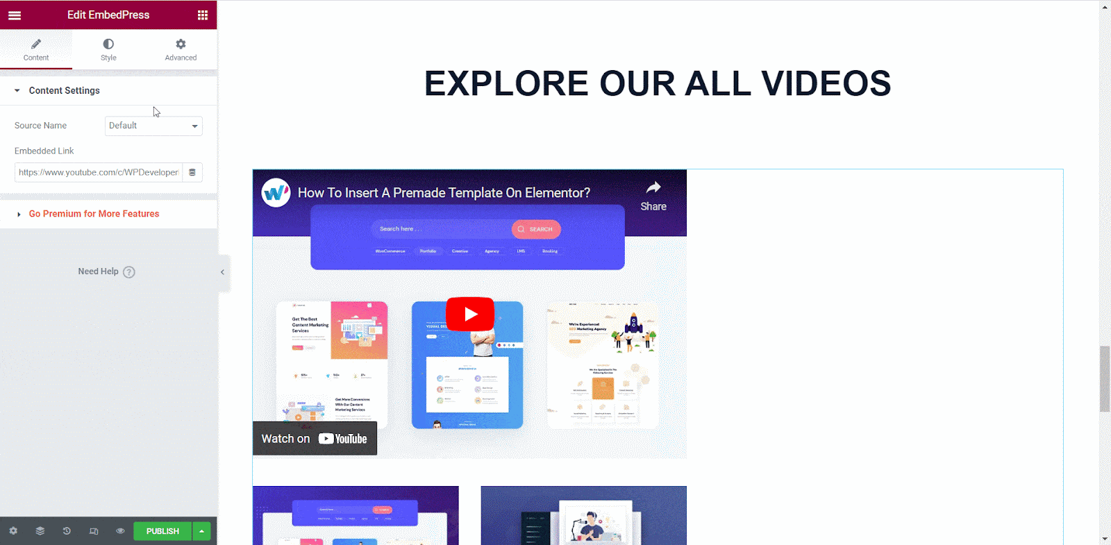 Embed YouTube Channel