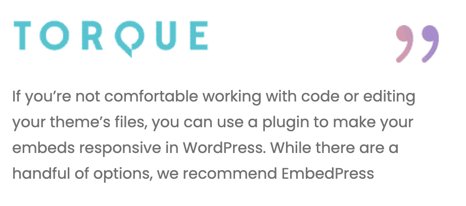 Torque features EmbedPress