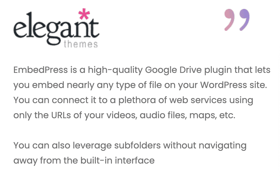 Elegant Themes features EmbedPress