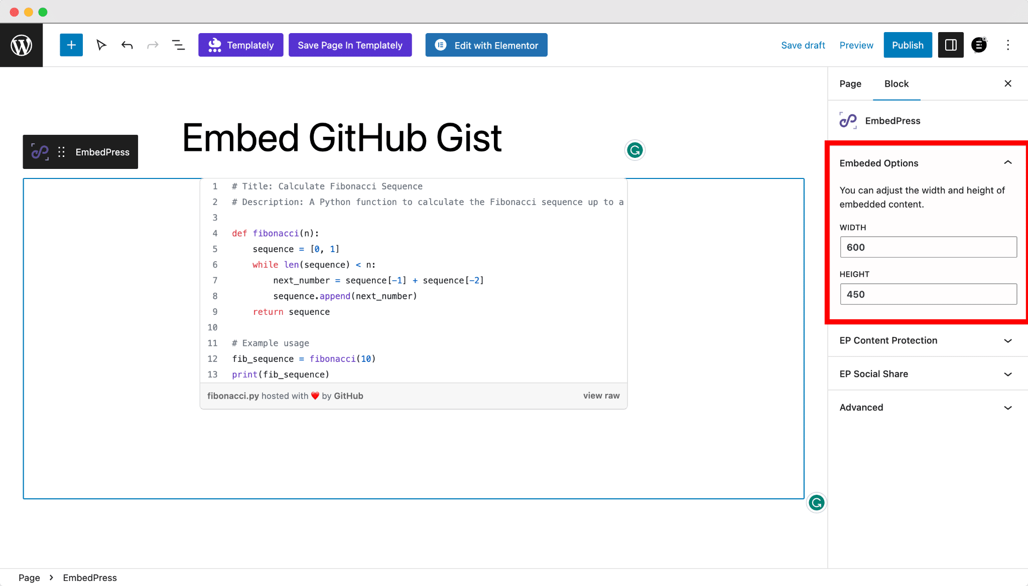 Embed Github