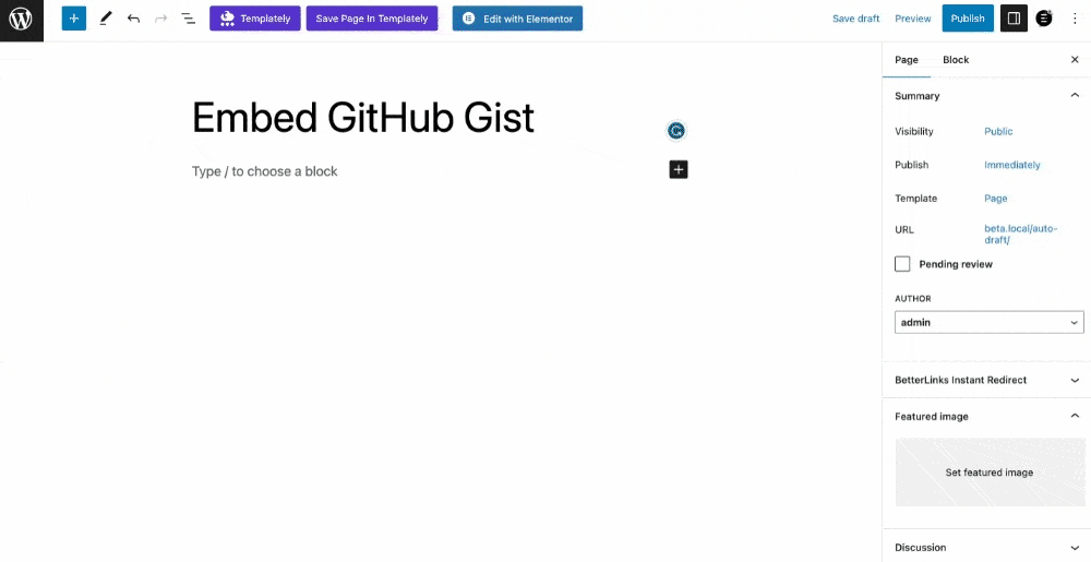 embed GitHub gist on WordPress