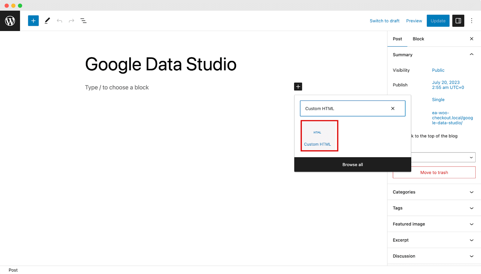 Embed Google Data Studio in WordPress