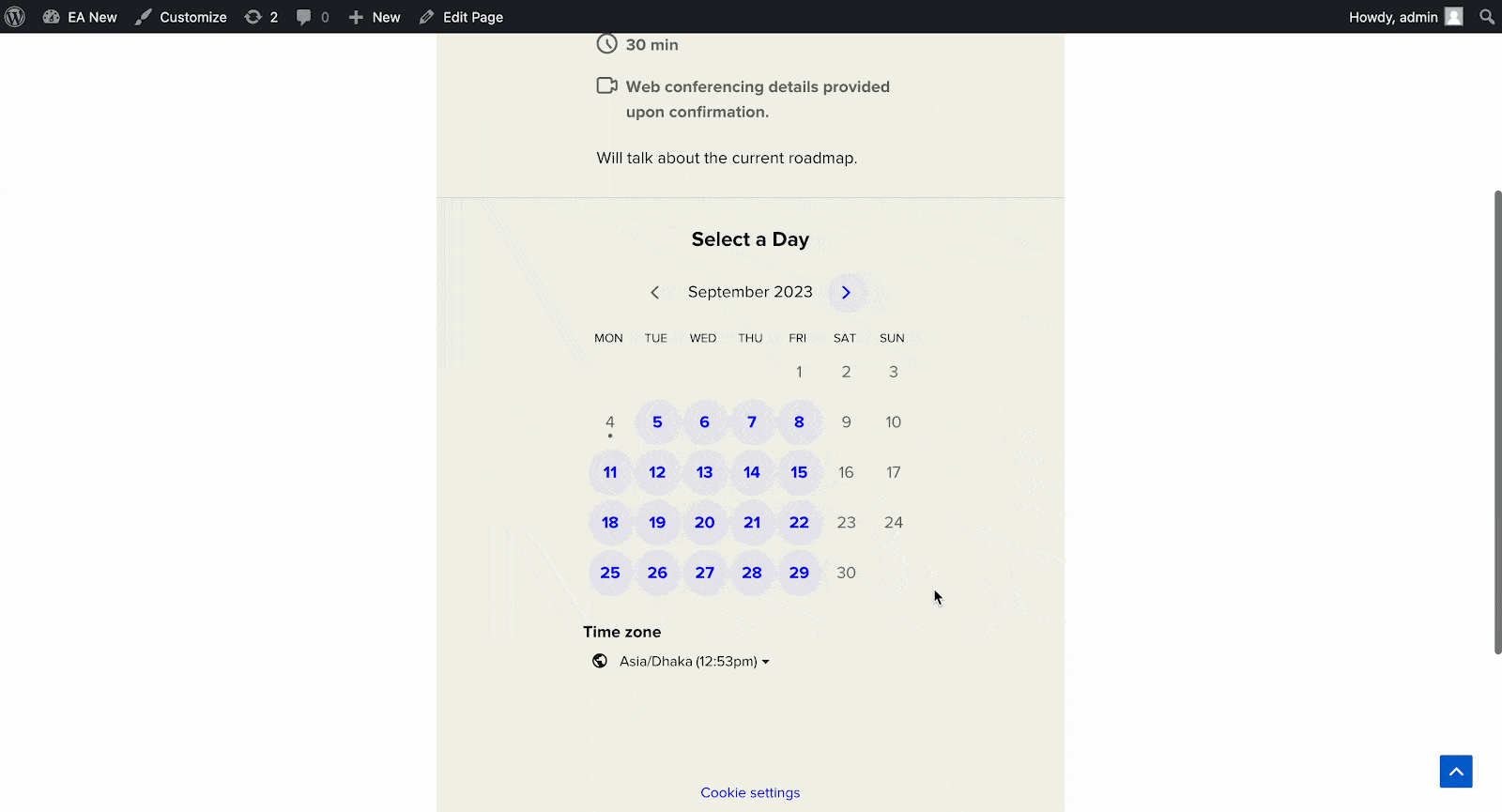 appointment schedules in WordPress