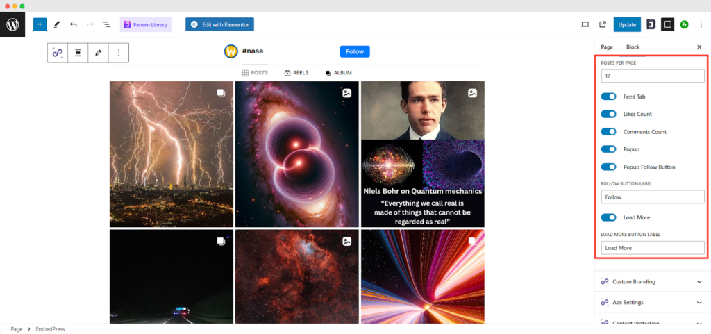 Embed Instagram feed