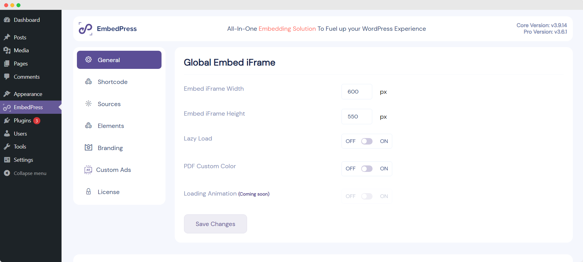 EmbedPress general settings