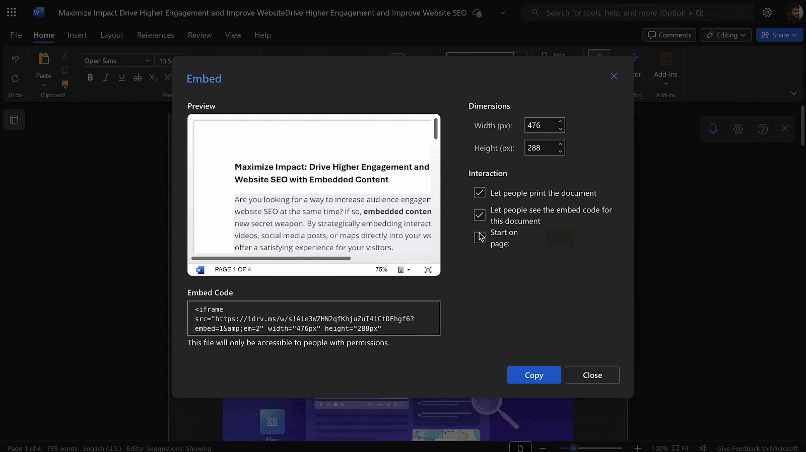 embed Word documents