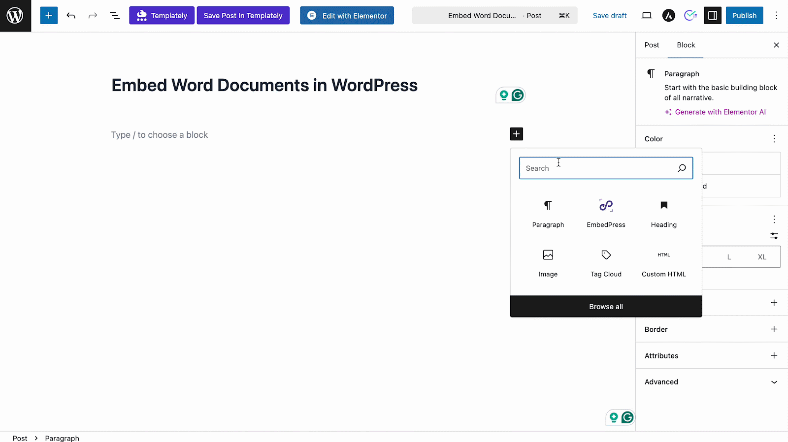embed Word documents