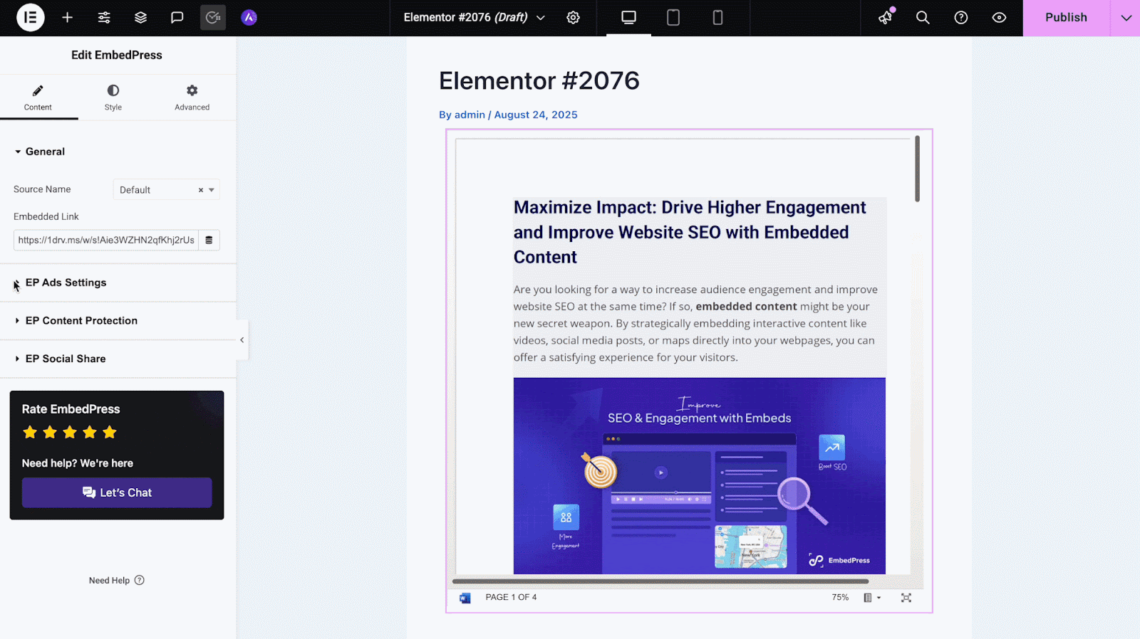 embed Word documents