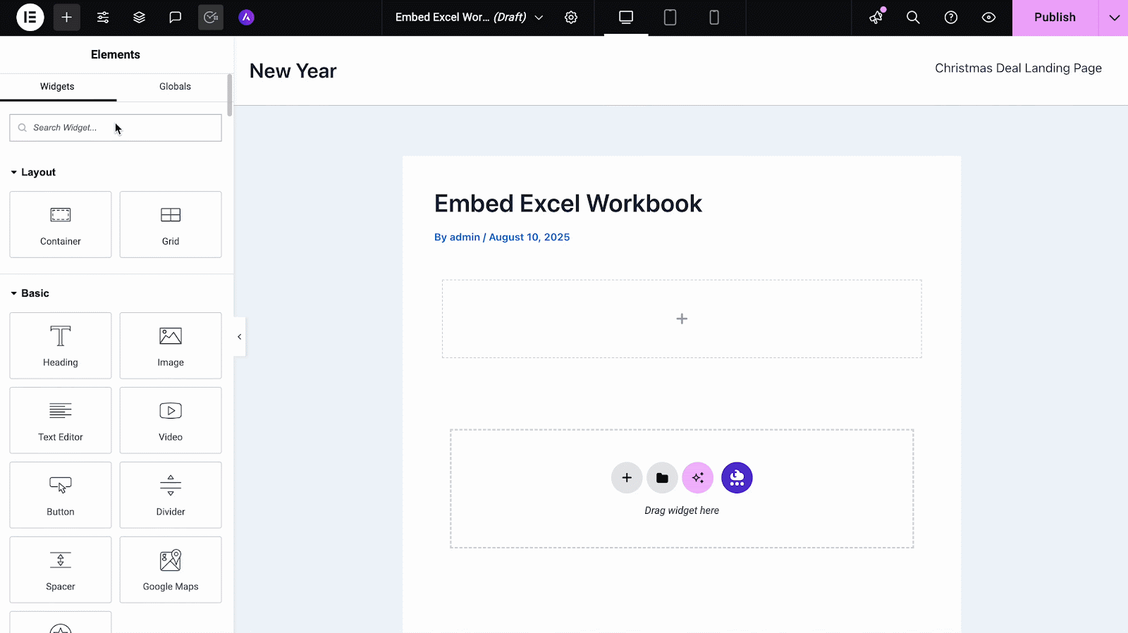 embed excel workbooks