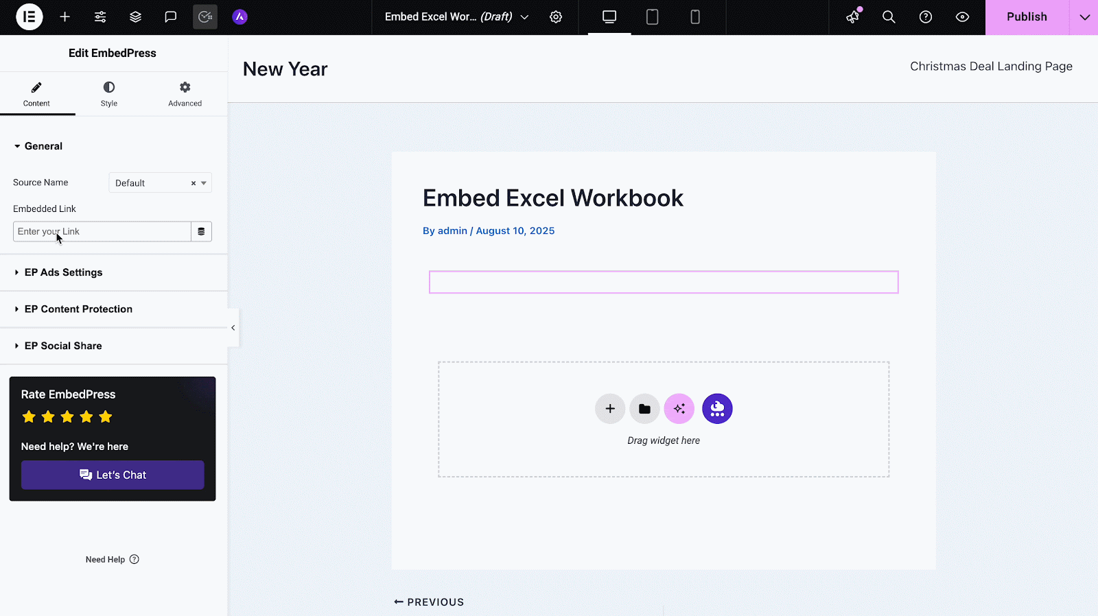 embed excel workbooks