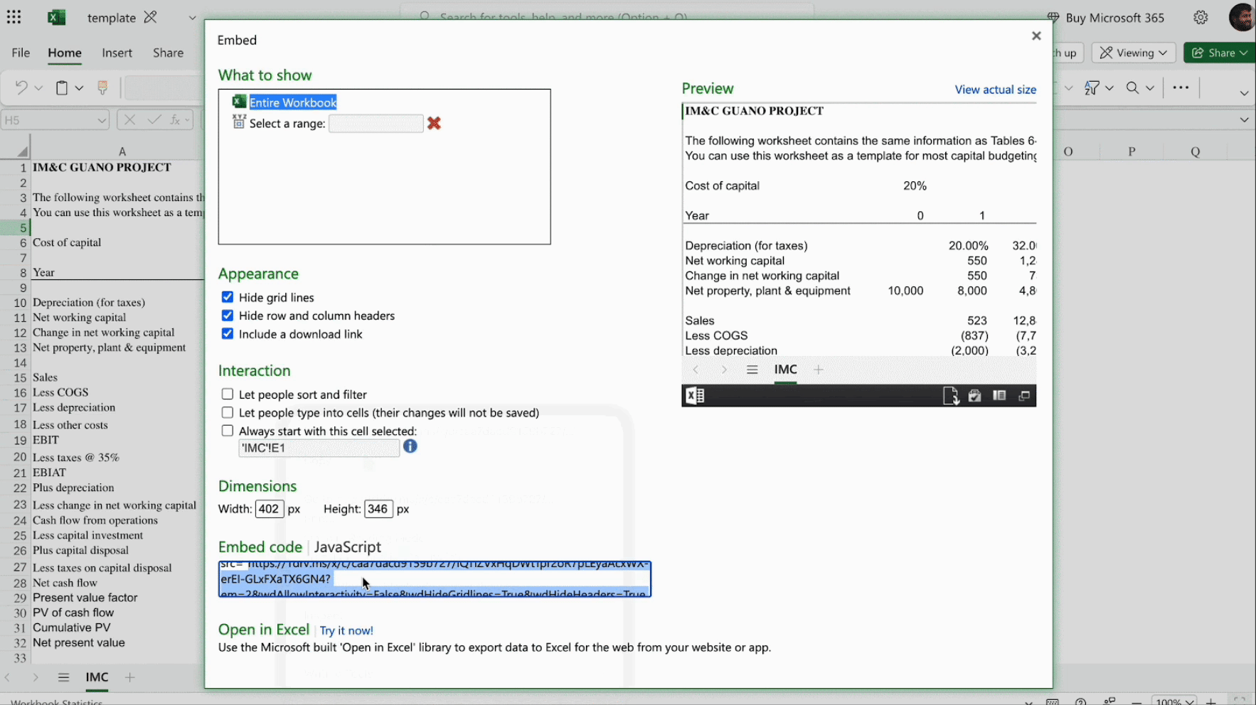 embed Excel workbooks in WordPress
