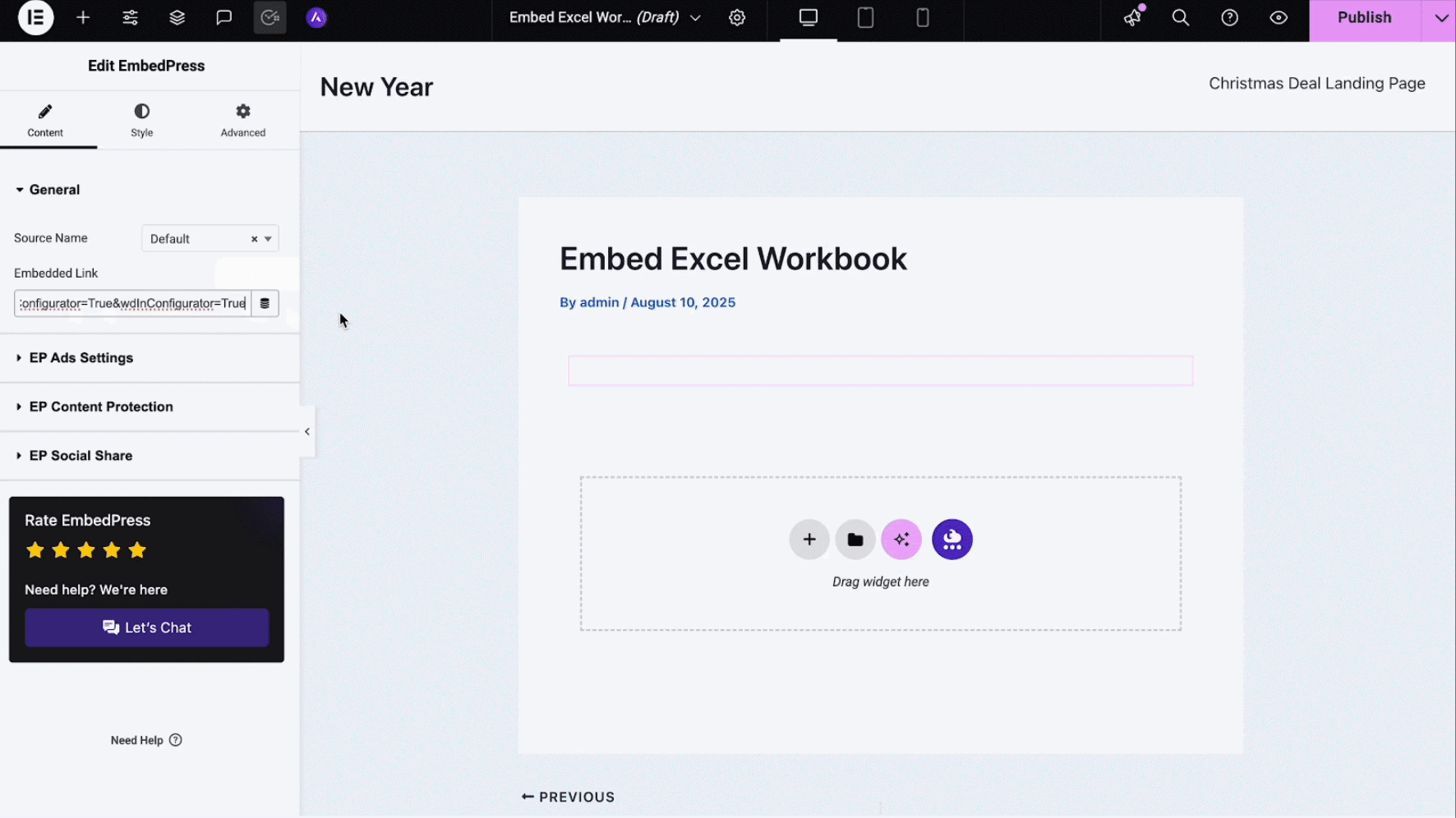 embed Excel workbooks in WordPress