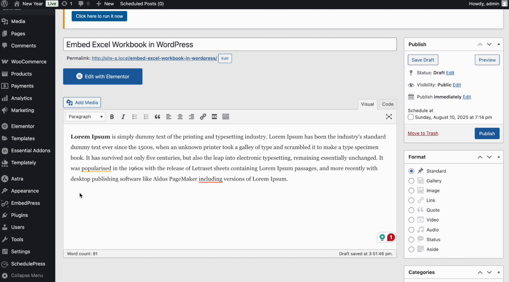 embed Excel workbooks in WordPress