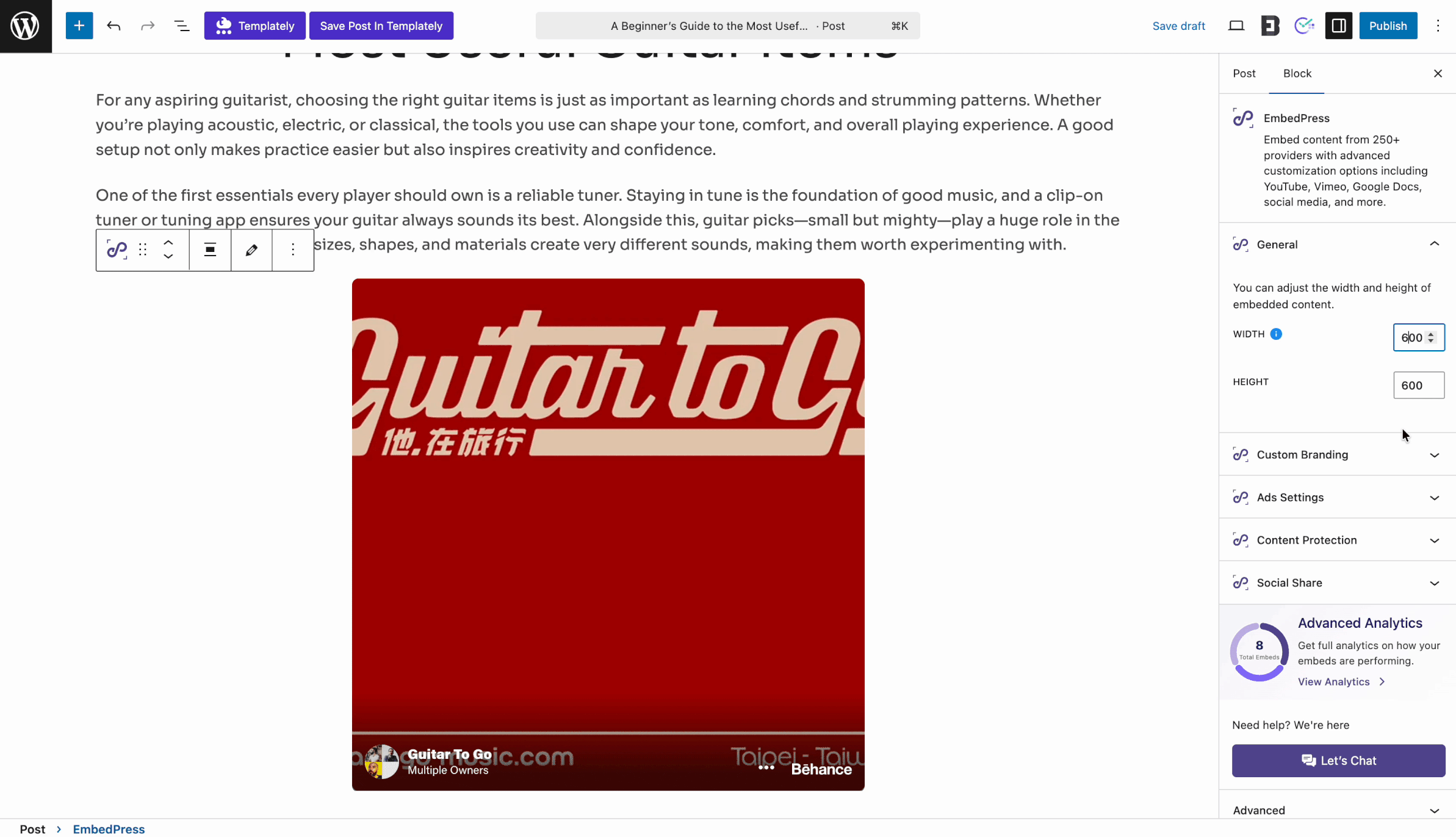 embed Behance design