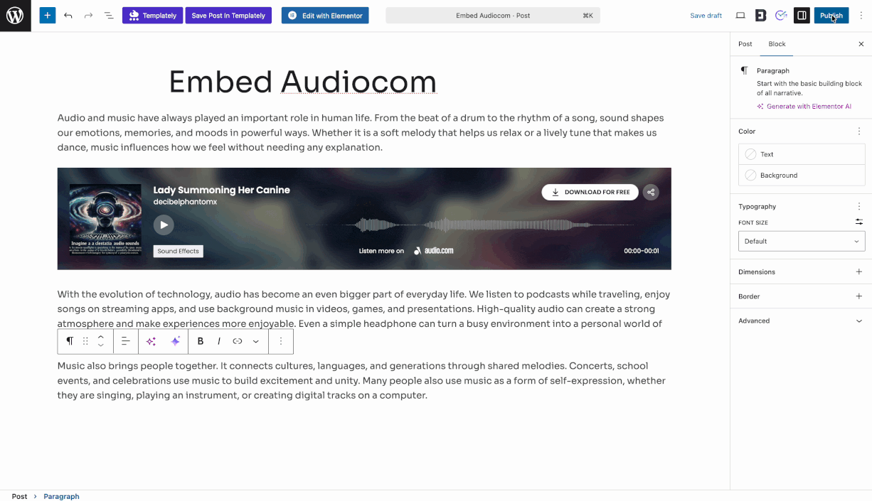 embed audiocom