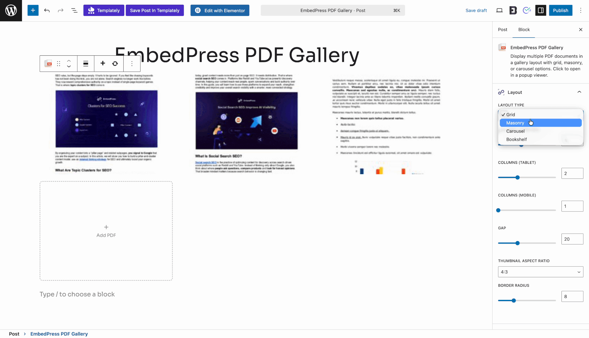 How to Embed a PDF Gallery in WordPress with EmbedPress? 3 embed a PDF gallery
