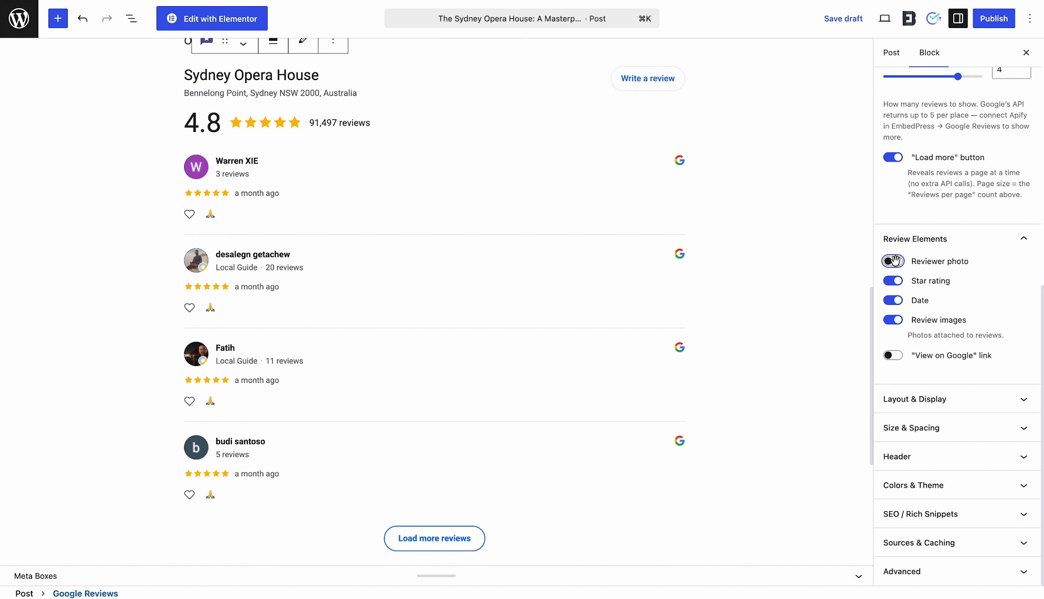 How to Embed Google Reviews in WordPress Using EmbedPress? 6 Reviews & Filtering