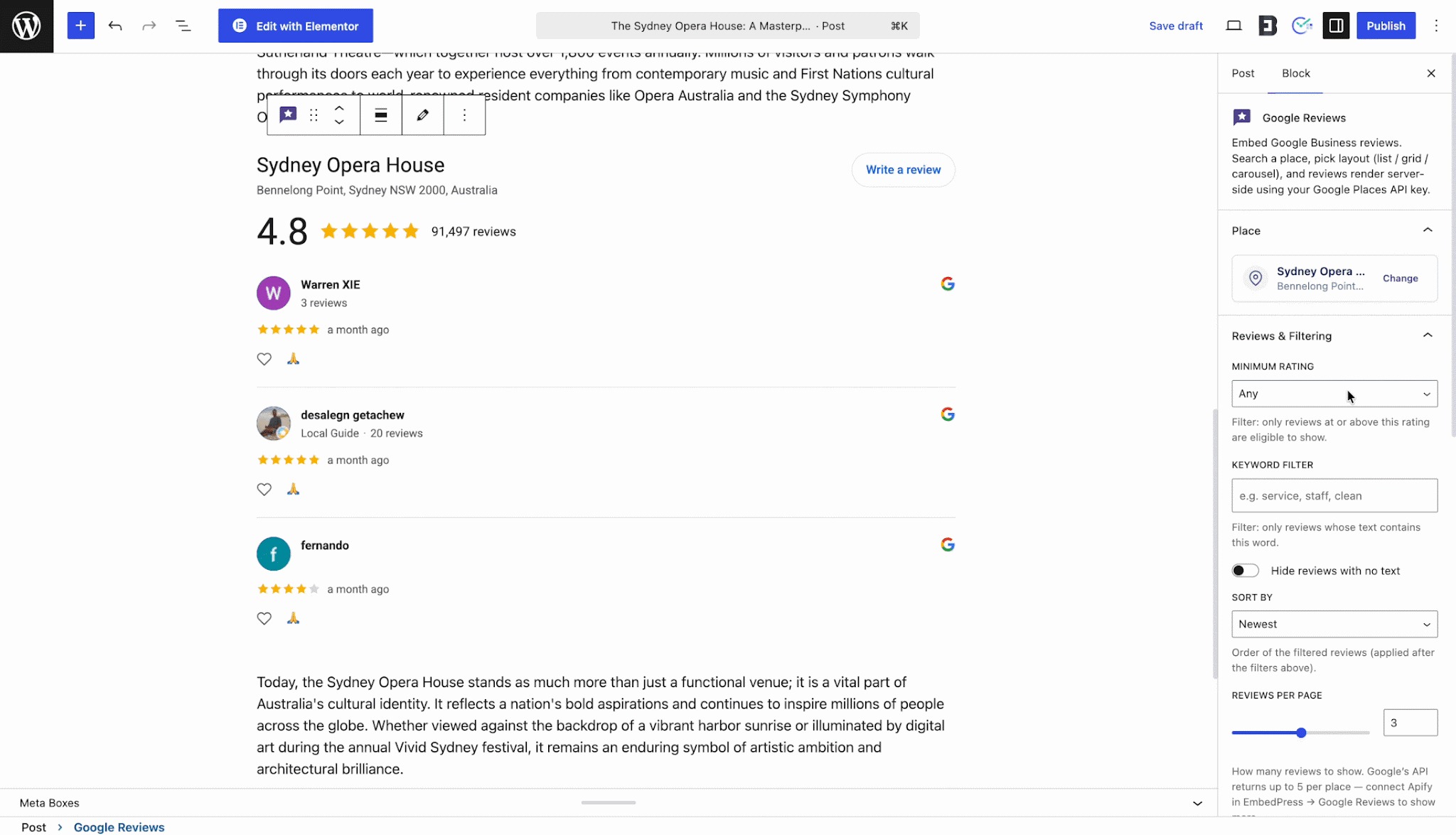 How to Embed Google Reviews in WordPress Using EmbedPress? 7 Review Elements