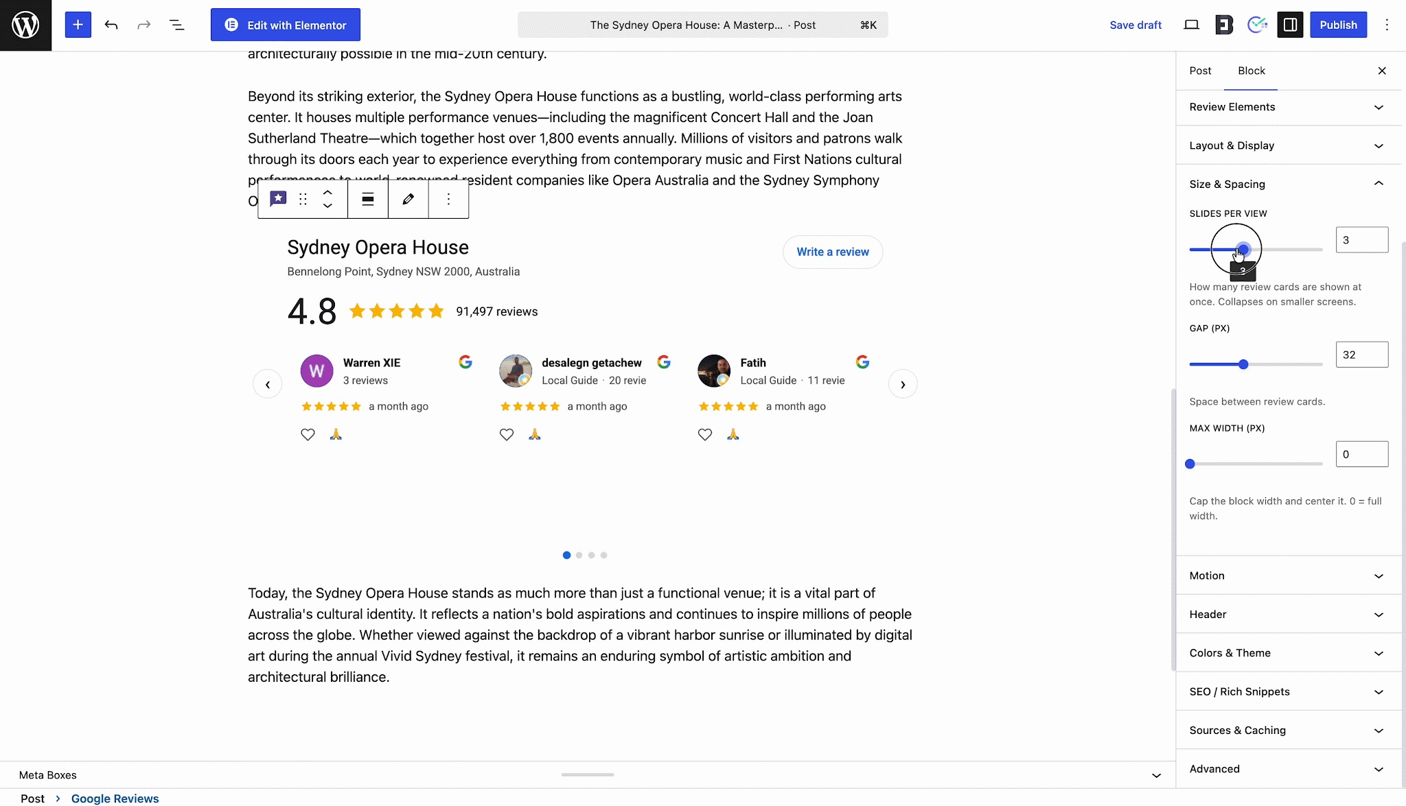How to Embed Google Reviews in WordPress Using EmbedPress? 8 Adjust Size & Spacing