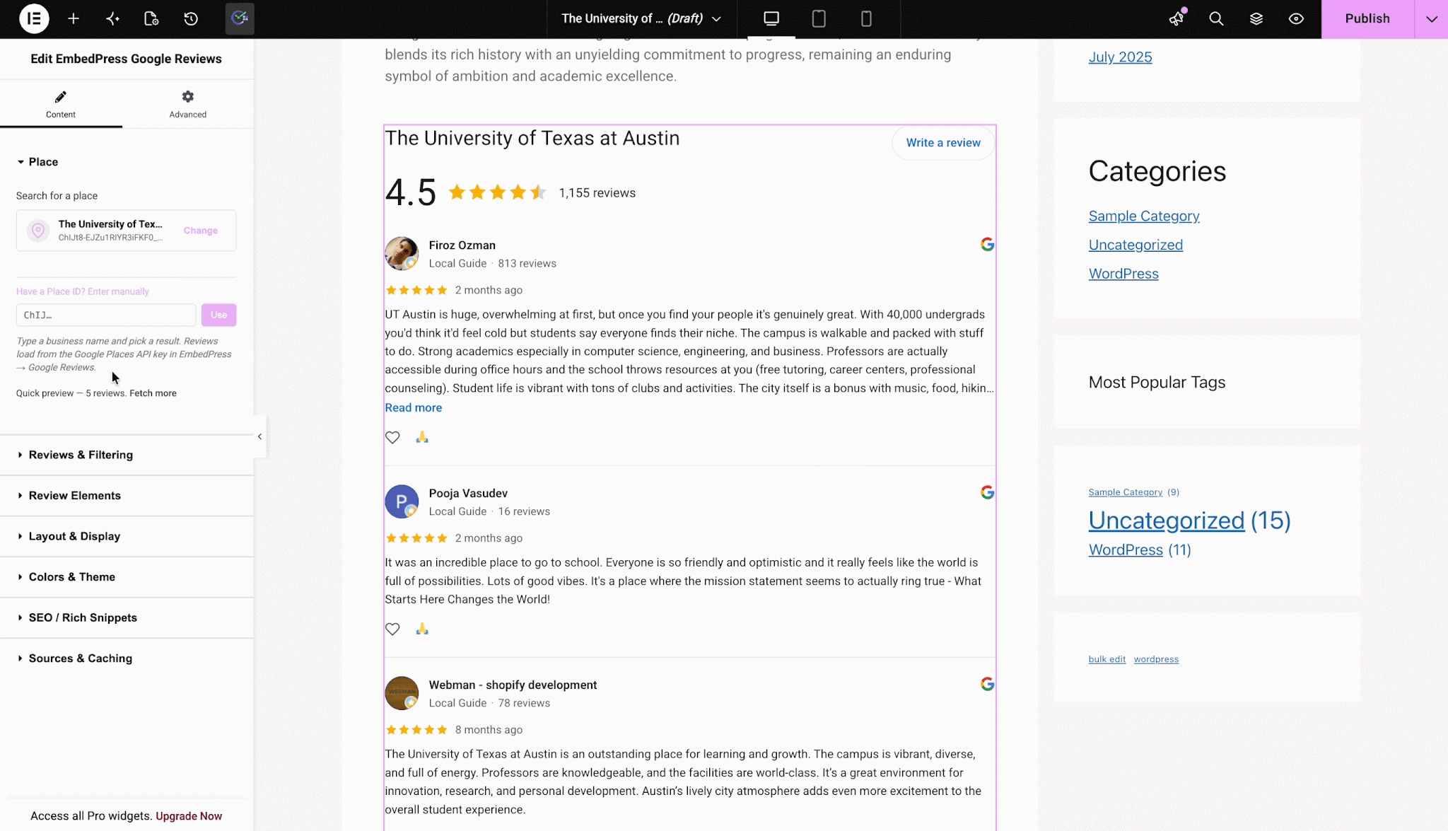 How to Embed Google Reviews in WordPress Using EmbedPress? 13 Configure Layouts